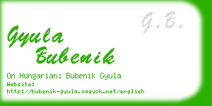 gyula bubenik business card